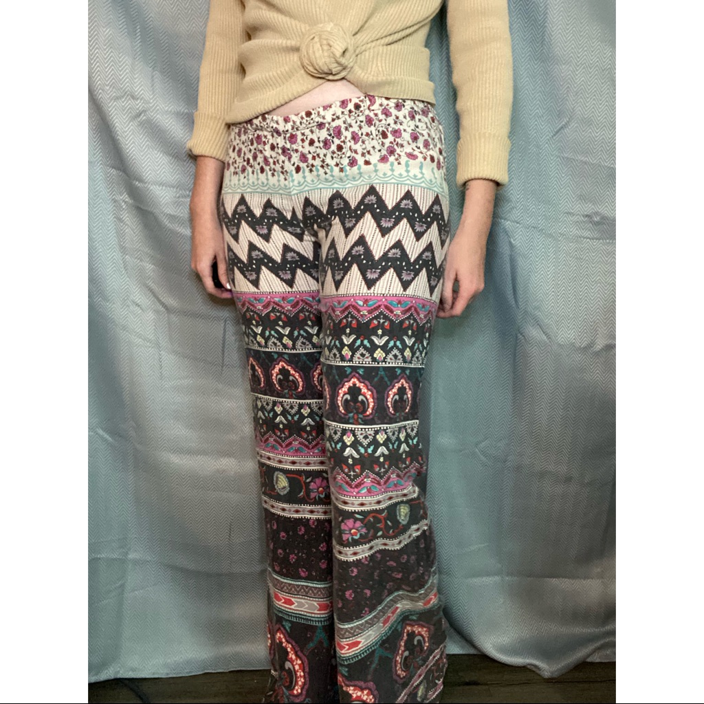 Euc Flared Patterned Pants